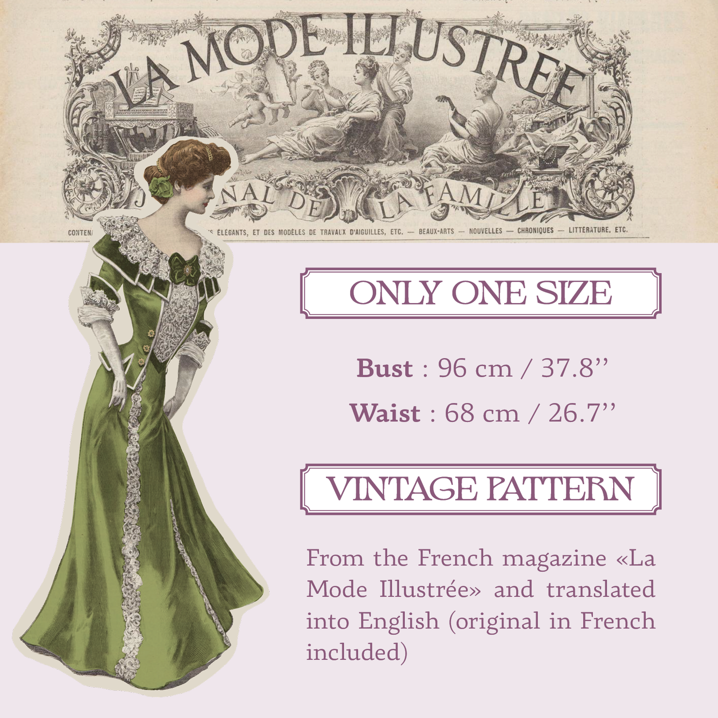 1901 Ball gown style Richelieu - 1900s edwardian vintage sewing pattern - PDF to print at home