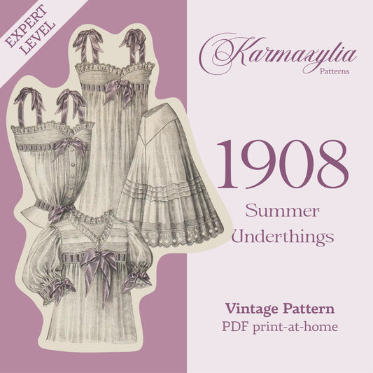 1908 Summer Underthings - 1900s edwardian vintage sewing pattern - PDF to print at home - instant download