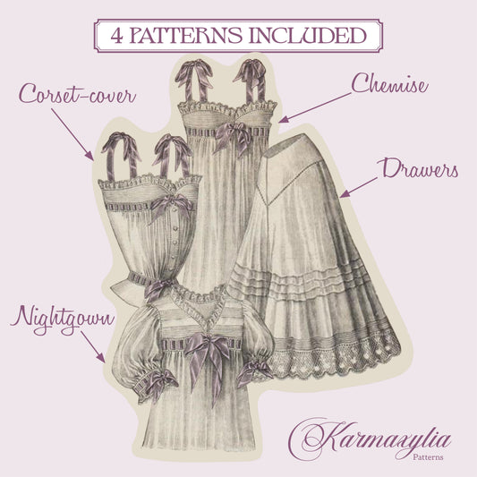 1908 Summer Underthings - 1900s edwardian vintage sewing pattern - PDF to print at home - instant download