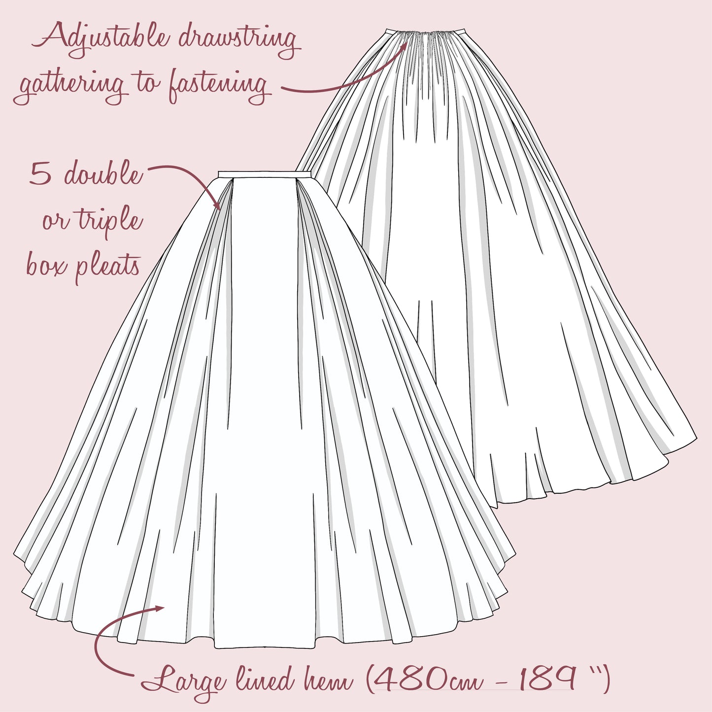 1860 elliptical skirt "Valse" - Romantic victorian sewing pattern - PDF to print at home - instant download