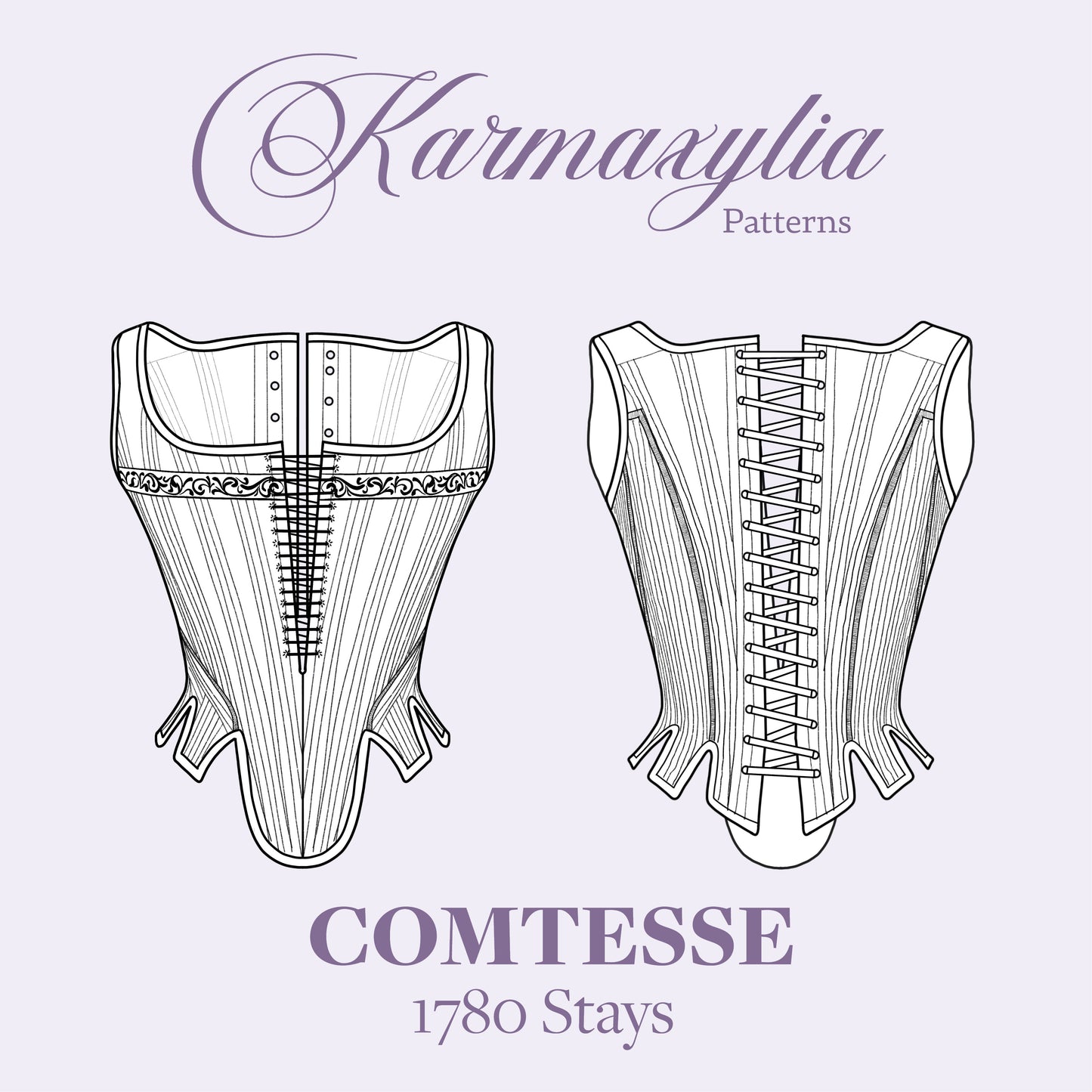 Tailored 1780 Stays Pattern - Ref Comtesse - 18th century historical corset pattern