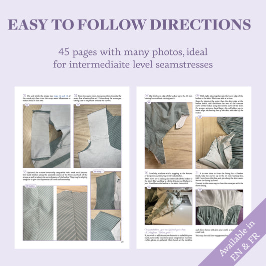 1780s Italian Gown Pattern - Ref L'Anglaise - 18th century historical dress pattern