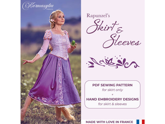 Hand embroidery pattern of Rapunzel's skirt and sleeves - Patron des broderies de la jupe et des manches de Raiponce