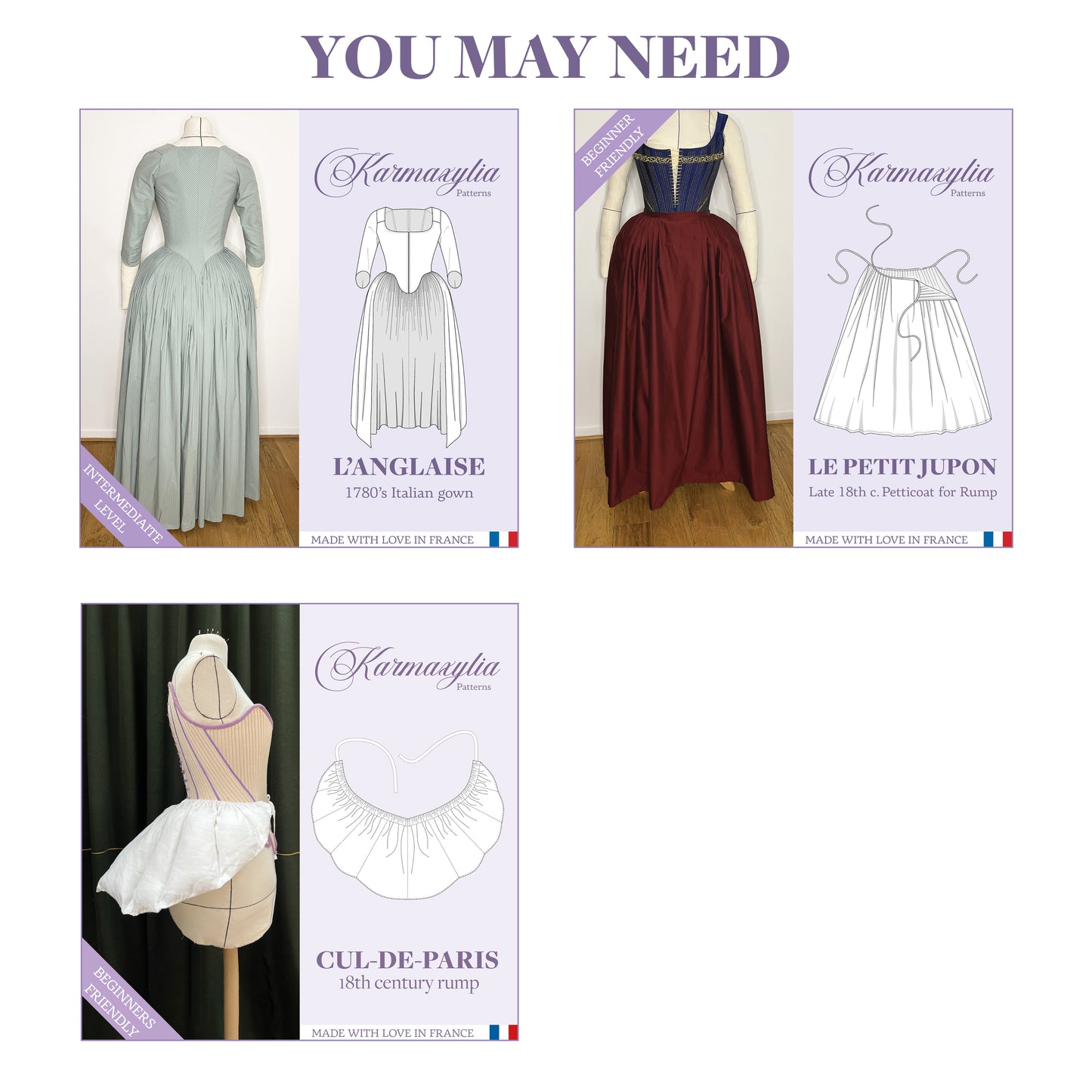 1780 Stays Pattern - Standard sizes - Ref Comtesse - 18th century historical corset pattern