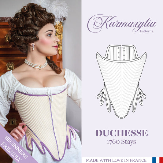 1760 Stays Pattern - Standard sizes - Ref Duchesse - 18th century historical corset pattern