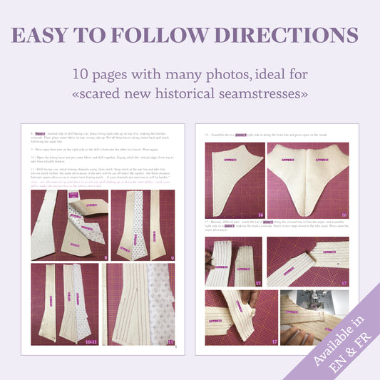 1760 Stays Pattern - Standard sizes - Ref Duchesse - 18th century historical corset pattern