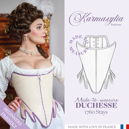 Tailored 1760 Stays Pattern - Ref Duchesse - 18th century historical corset pattern
