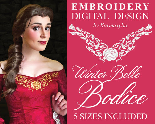 Winter Belle's bodice embroidery machine design - Motif de broderie du corsage de Belle Hiver