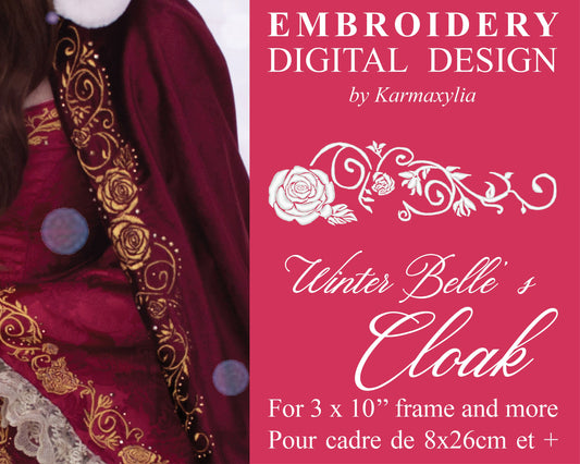 Winter Belle's cloak machine embroidery design - Motif de broderie de la cape de Belle Hiver