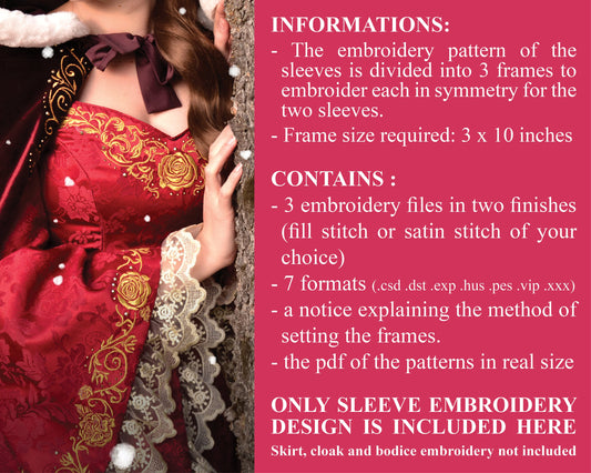 Winter Belle's Sleeves embroidery machine design - Motif de broderie des manches de Belle Hiver