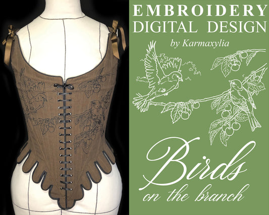 Embroidery machine design "Birds on the branch" - Motif de broderie machine "Oiseaux sur la branche"