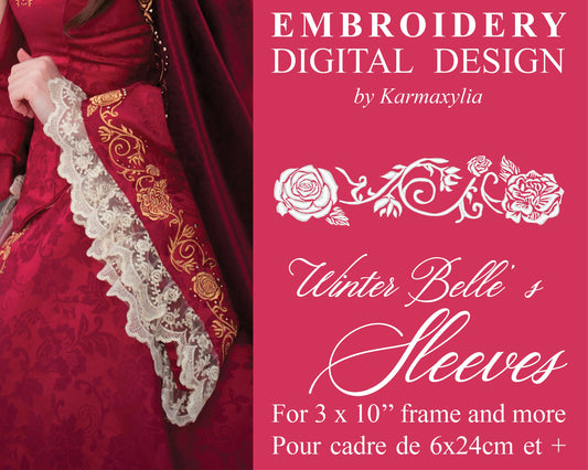Winter Belle's Sleeves embroidery machine design - Motif de broderie des manches de Belle Hiver