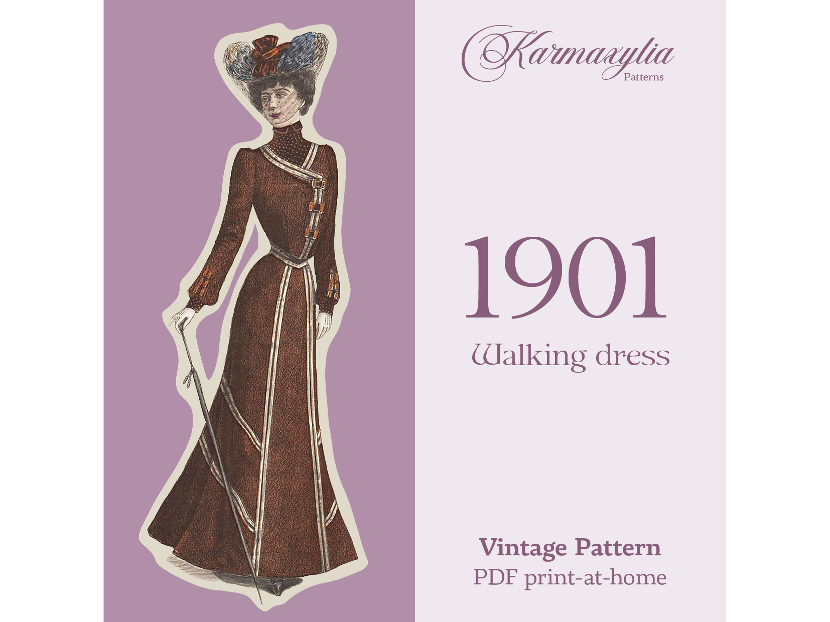 1901 Walking dress - 1900s edwardian vintage sewing pattern - PDF to p –  Karmaxylia