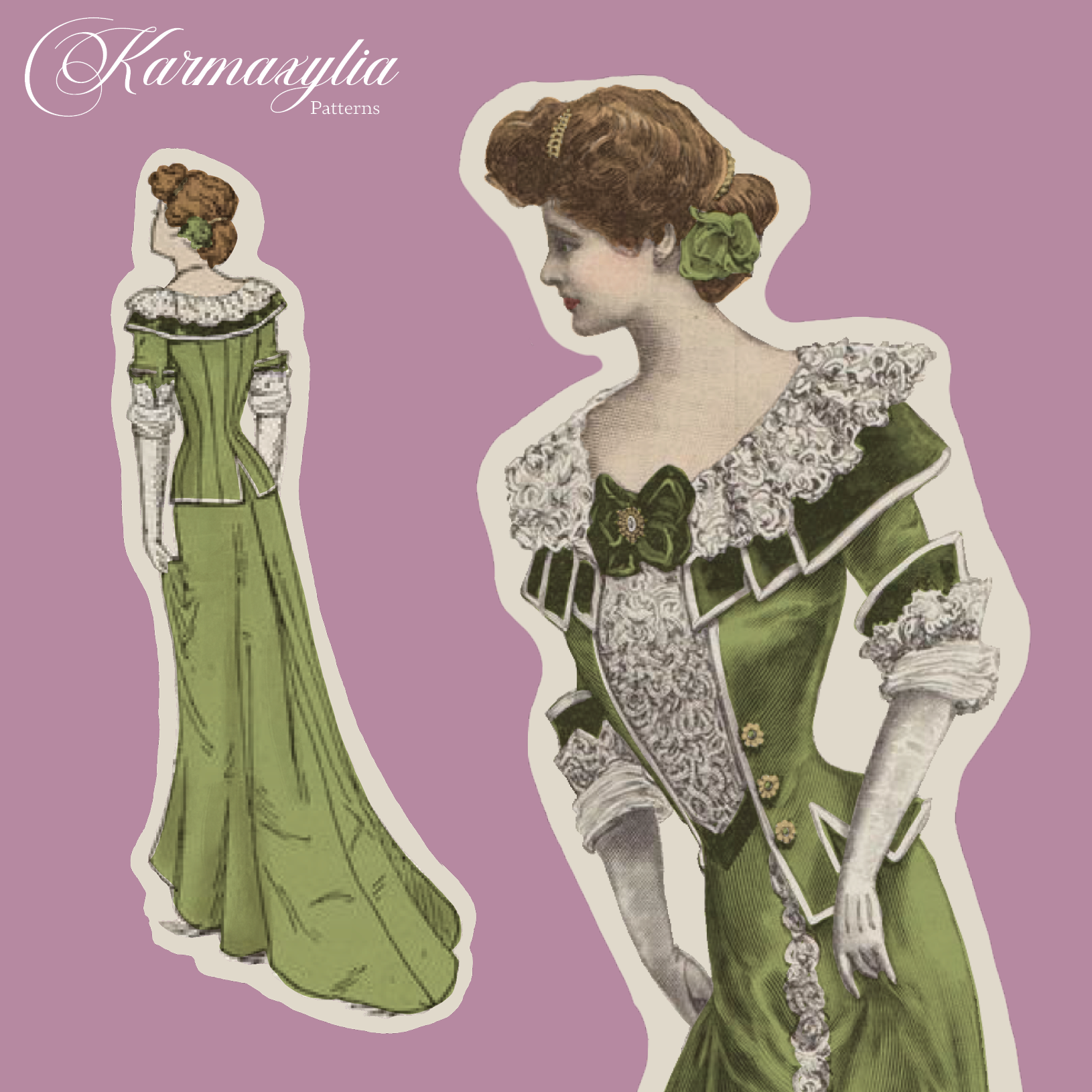 1901 Ball gown style Richelieu - 1900s edwardian vintage sewing patter Karmaxylia 1901 Ball gown style Richelieu - 1900s edwardian vintage sewing patter Karmaxylia