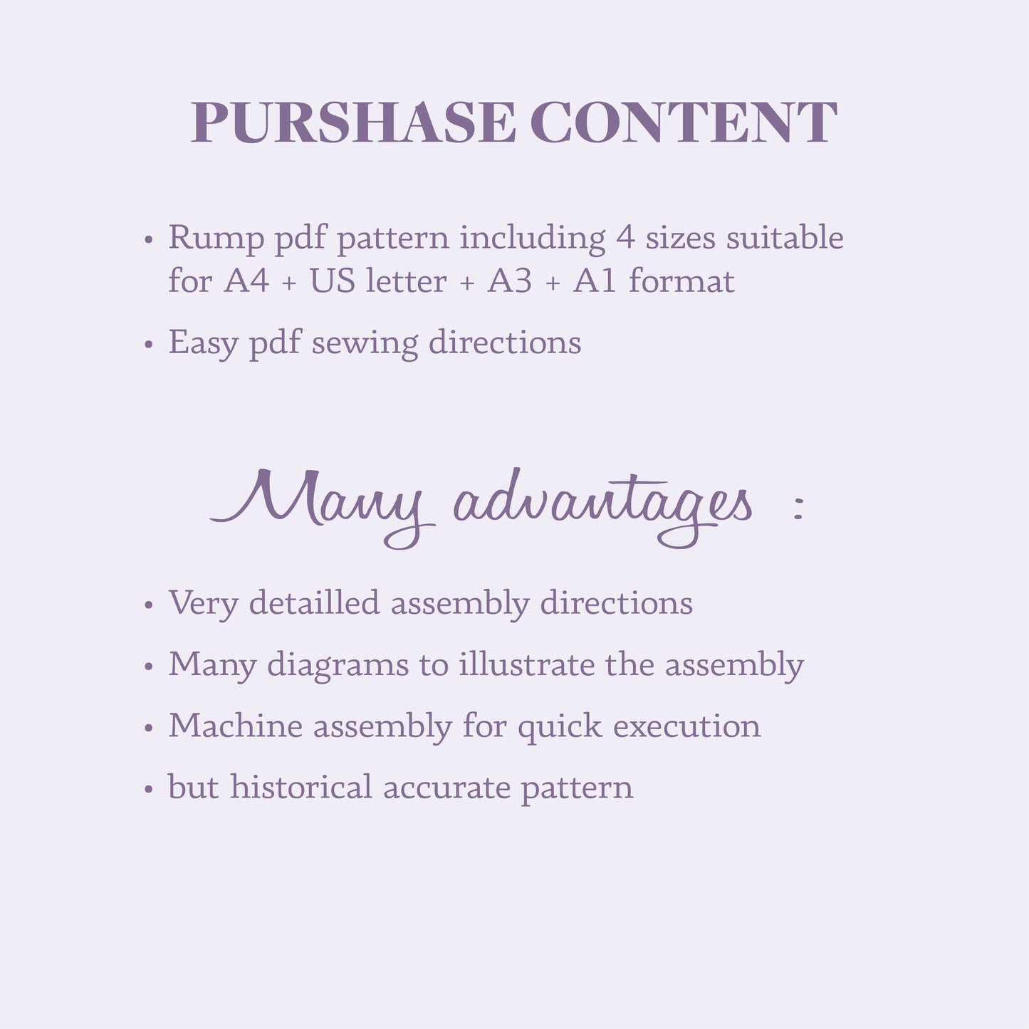 18th century Rump - Standard sizes - Ref Cul de Paris - 18th century historical rump pattern