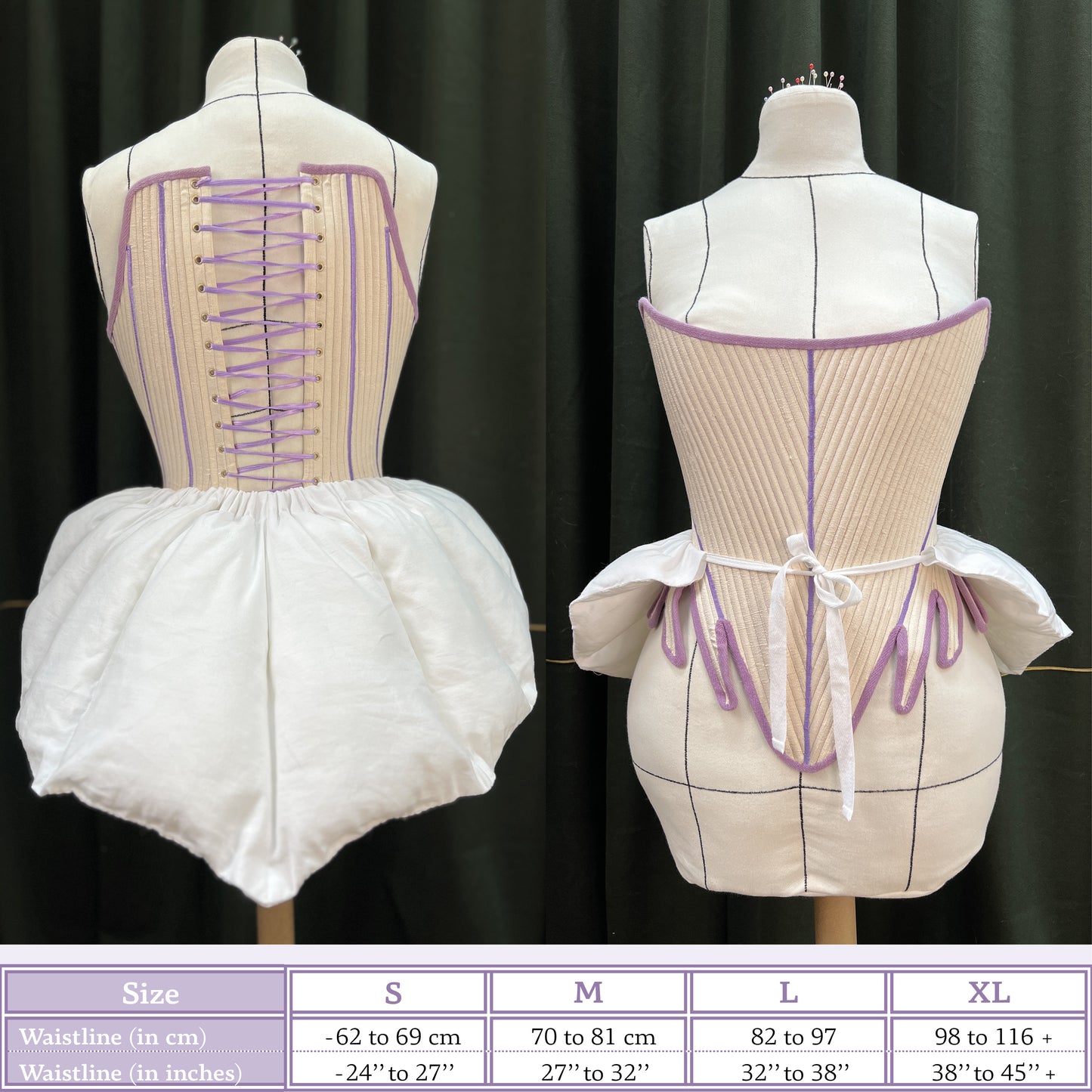 18th century Rump - Standard sizes - Ref Cul de Paris - 18th century historical rump pattern