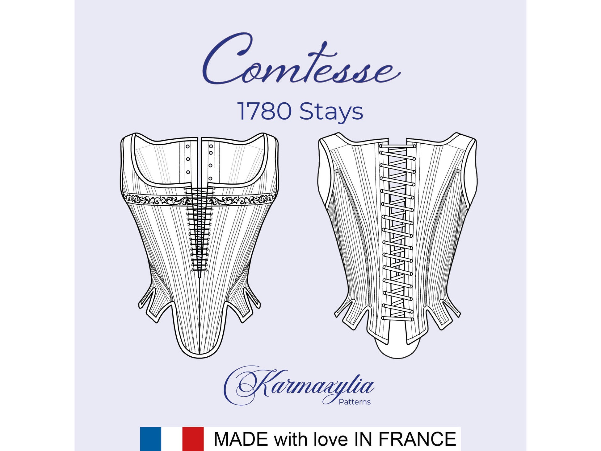 Tailored 1780 Stays Pattern - Ref Comtesse - 18th century historical c –  Karmaxylia