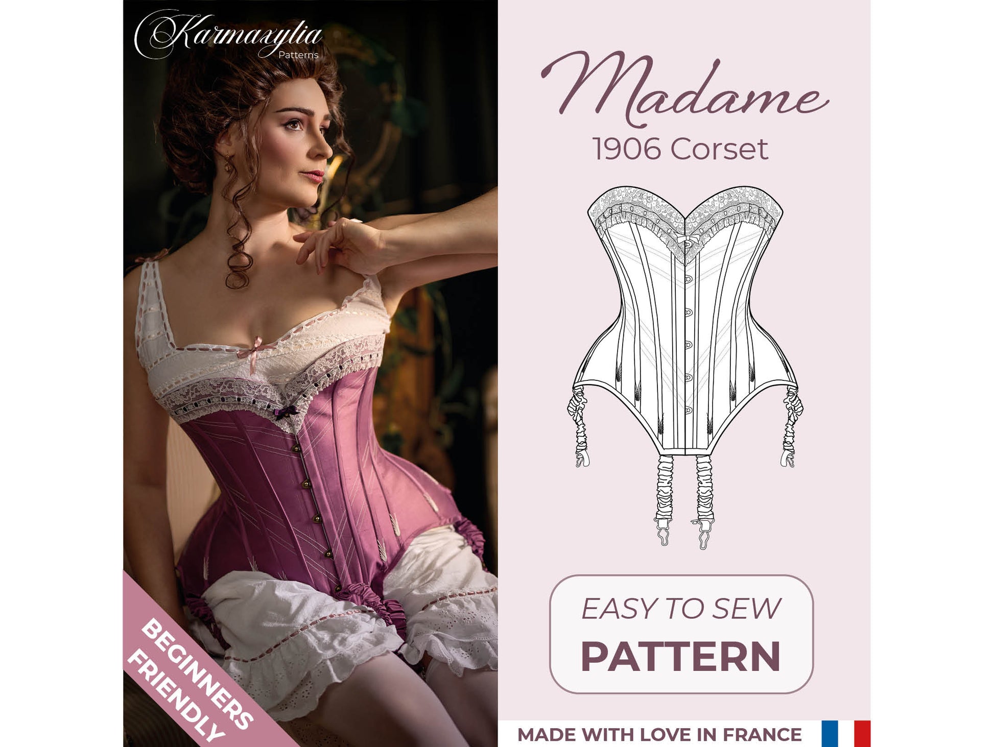 Edwardian Corset Pattern - 1906 - Ref Madame - US Size 0 to 28