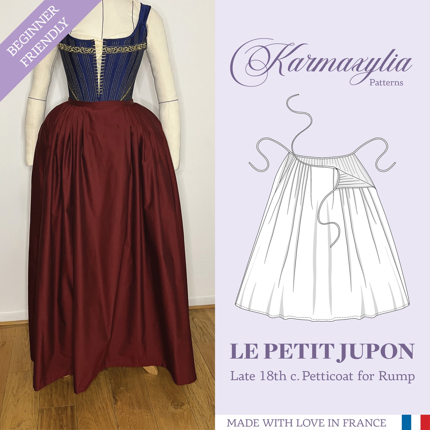 18th century Petticoat for Rump Pattern - Ref Le Petit Jupon