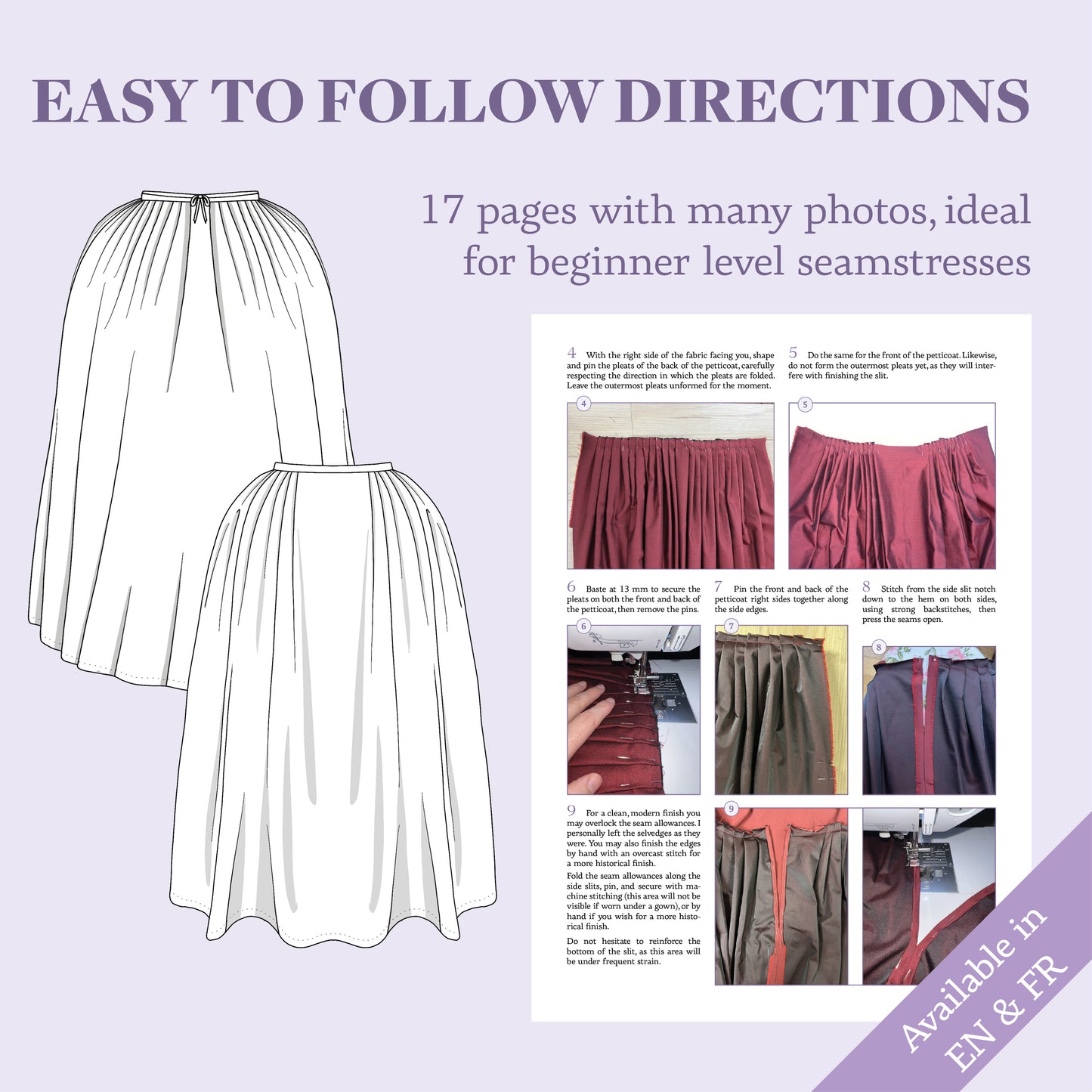 18th century Petticoat for Rump Pattern - Ref Le Petit Jupon