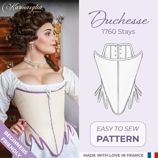 1760 Stays Pattern - Standard sizes - Ref Duchesse - 18th century historical corset pattern